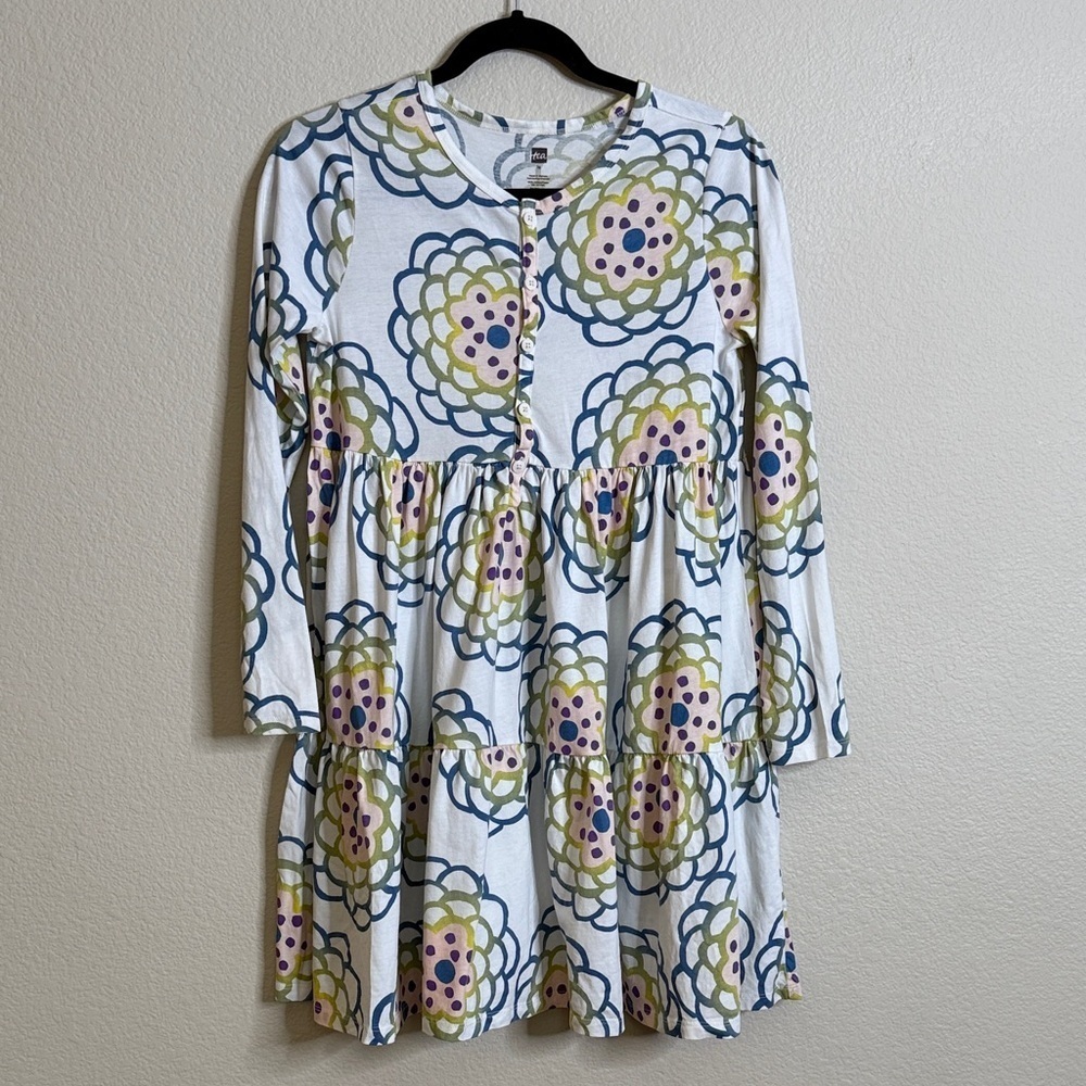 Tea Collection floral Henley long sleeve dress girls 16